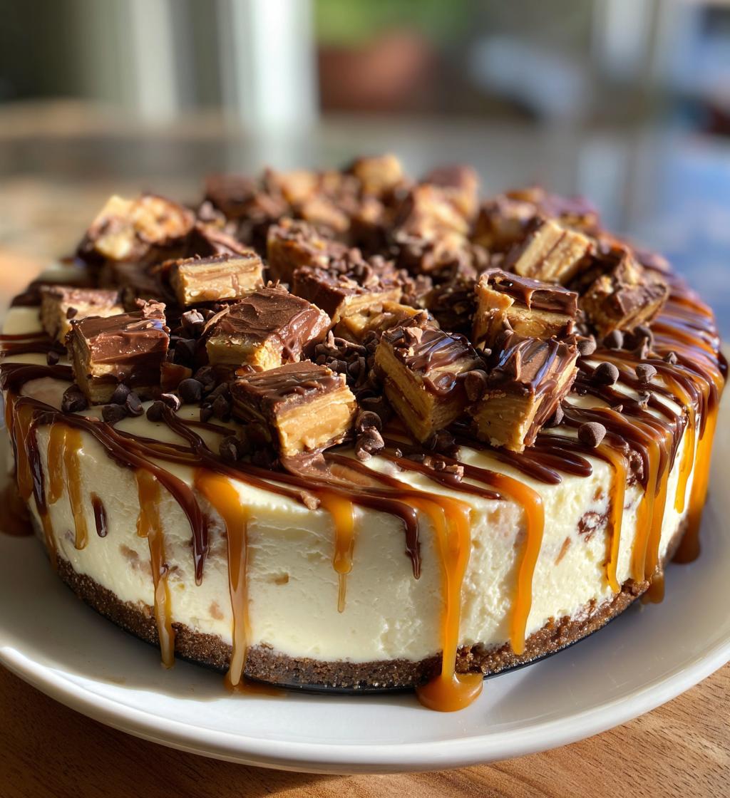 homemade no bake twix cheesecake
