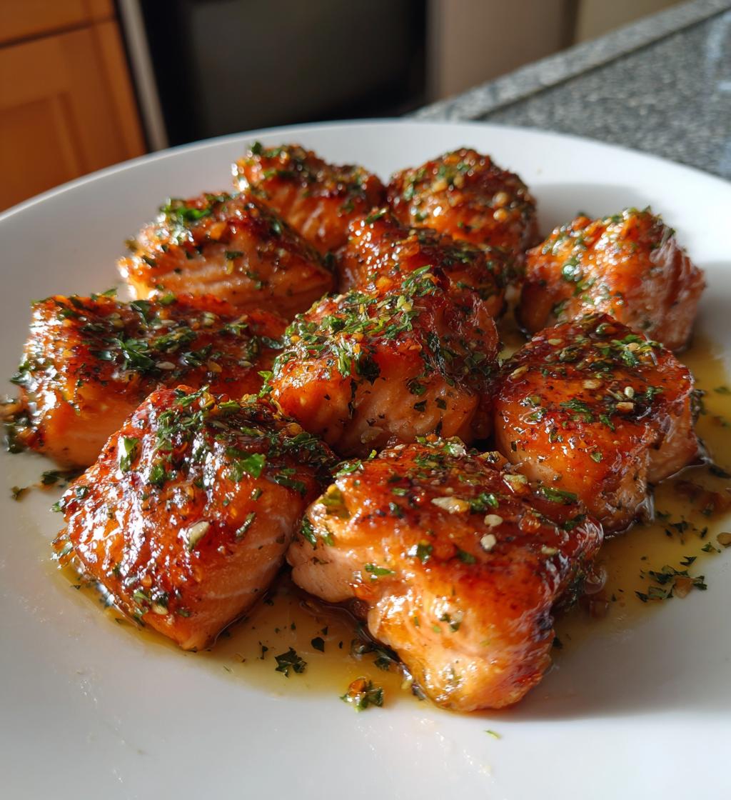 honey butter garlic glazed salmon bites