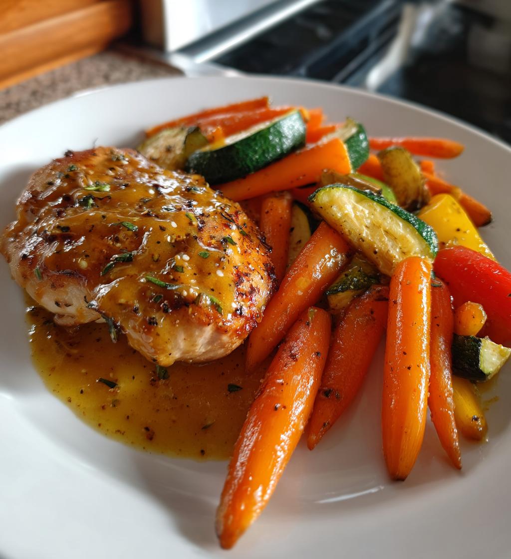honey mustard glazed chicken with roasted vegetables - detail 1