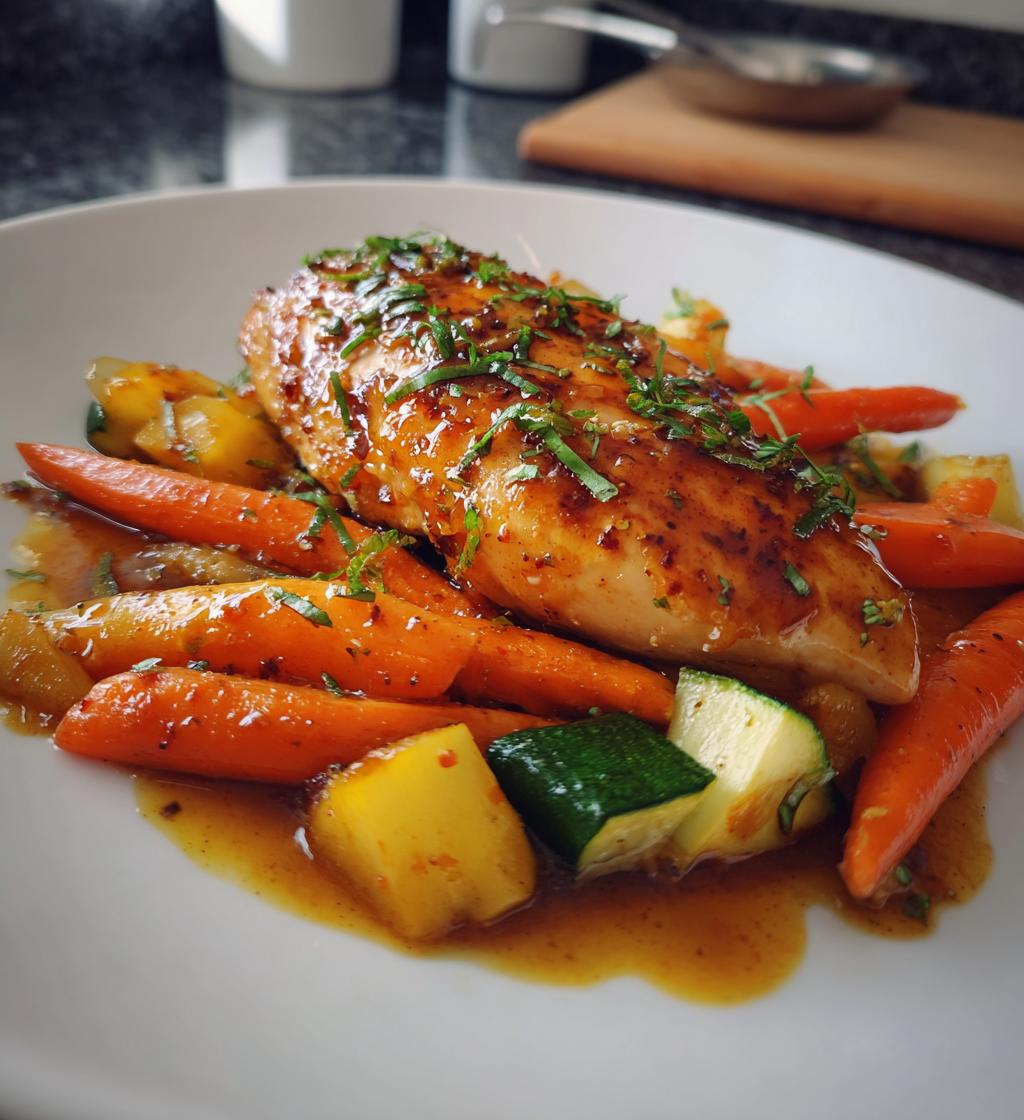 honey mustard glazed chicken with roasted vegetables
