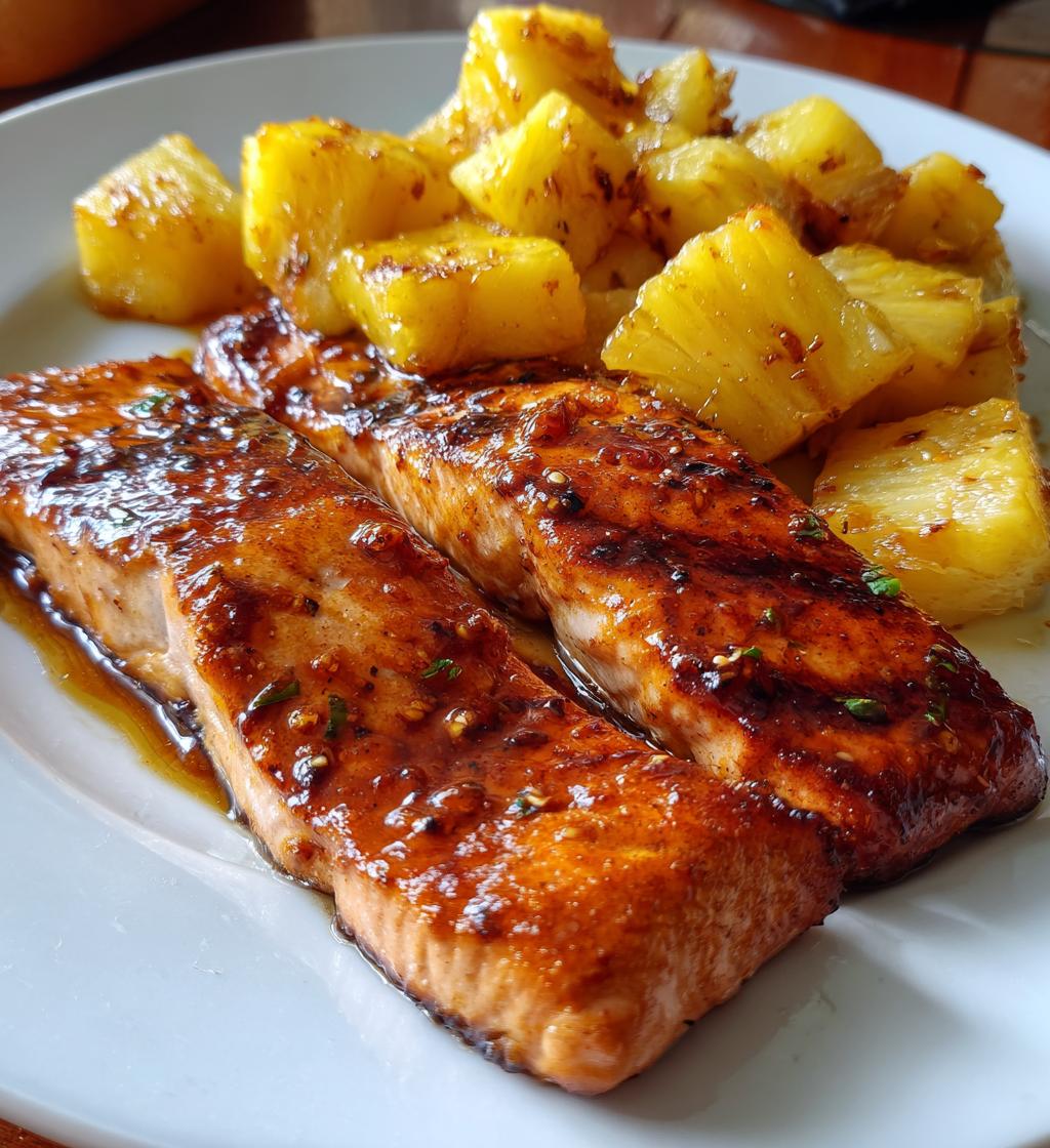honey pineapple salmon - detail 1