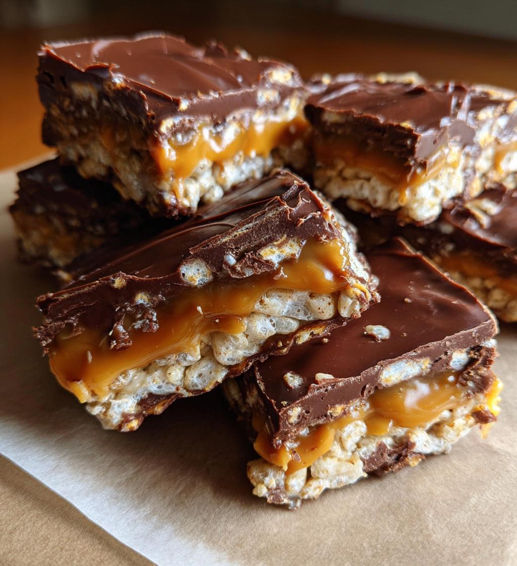 irresistible caramel chocolate crunch bars - detail 1