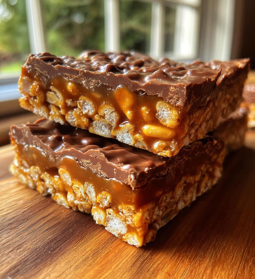irresistible caramel chocolate crunch bars