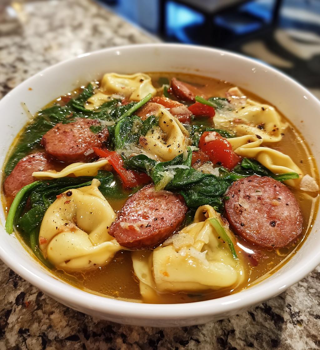 kielbasa tortellini soup - detail 1