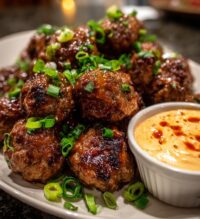 korean bbq meatballs with spicy mayo dip