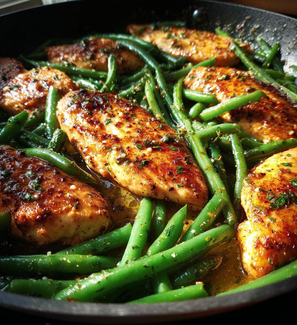 lemon garlic butter chicken and green beans skillet