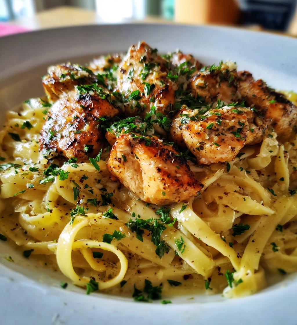 lemon garlic butter chicken with parmesan linguine - detail 1