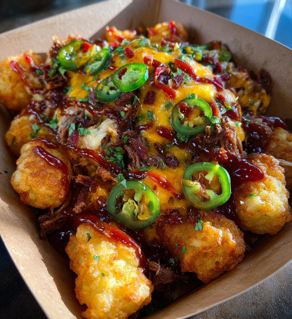loaded cowboy bbq tater tot nachos