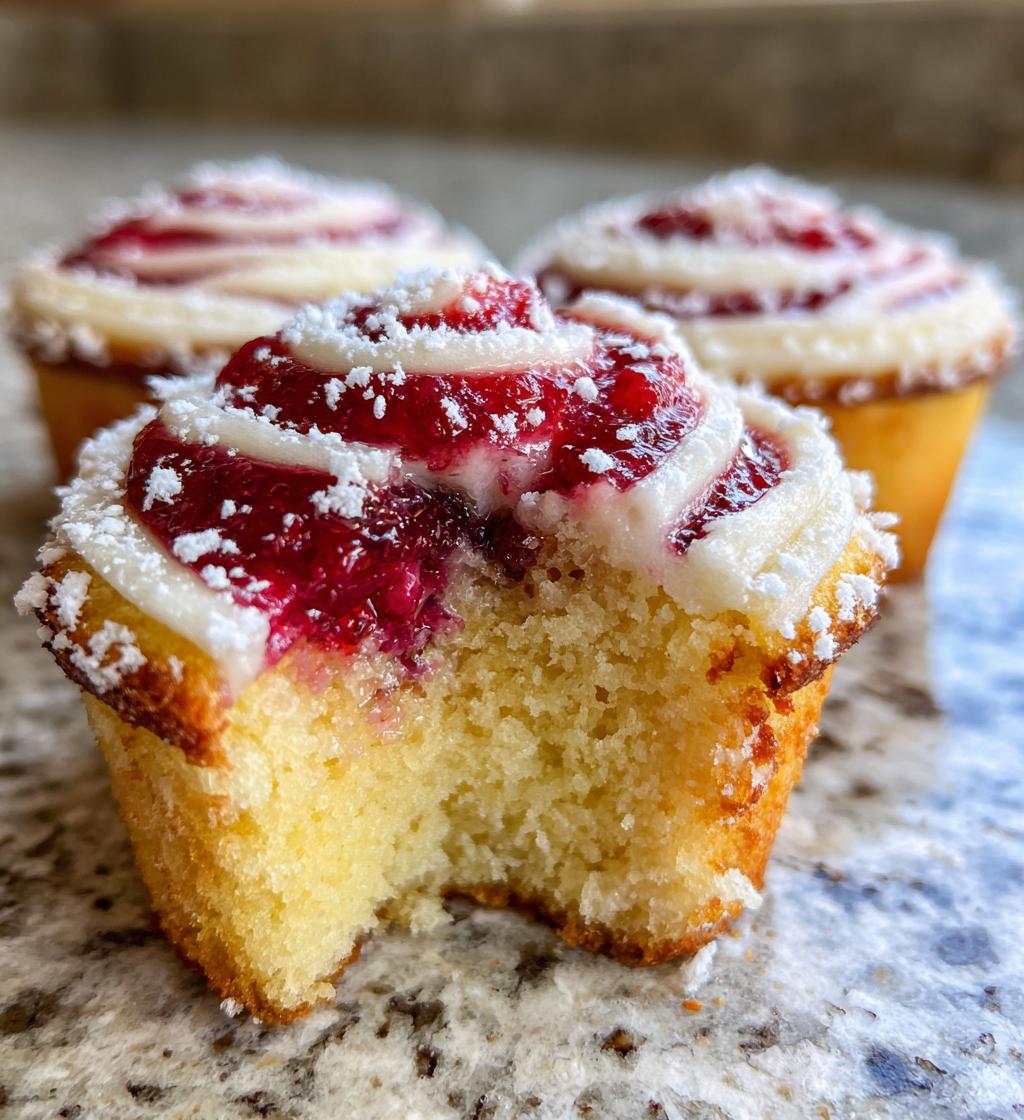 luscious lemon raspberry swirl cupcakes - detail 1