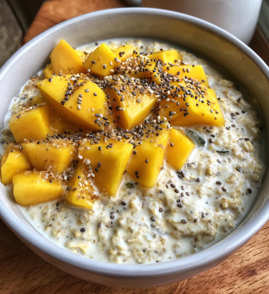 mango coconut overnight oats - detail 1