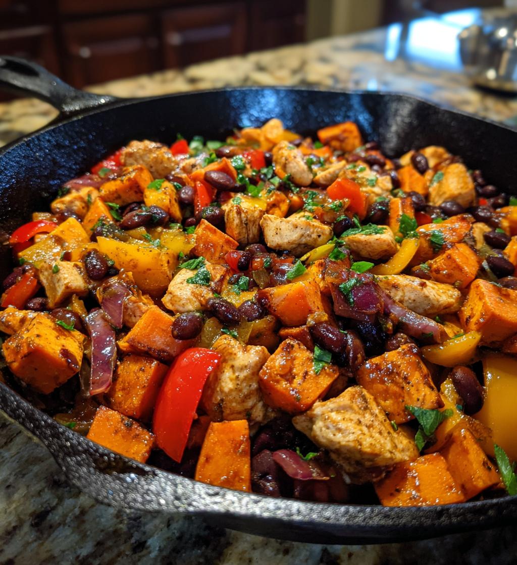 mexican chicken sweet potato and black bean skillet - detail 1