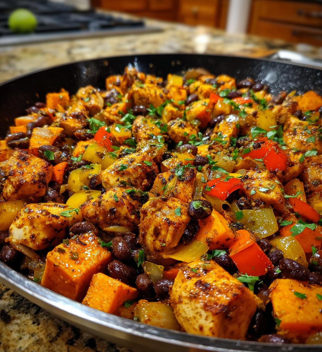 mexican chicken sweet potato and black bean skillet