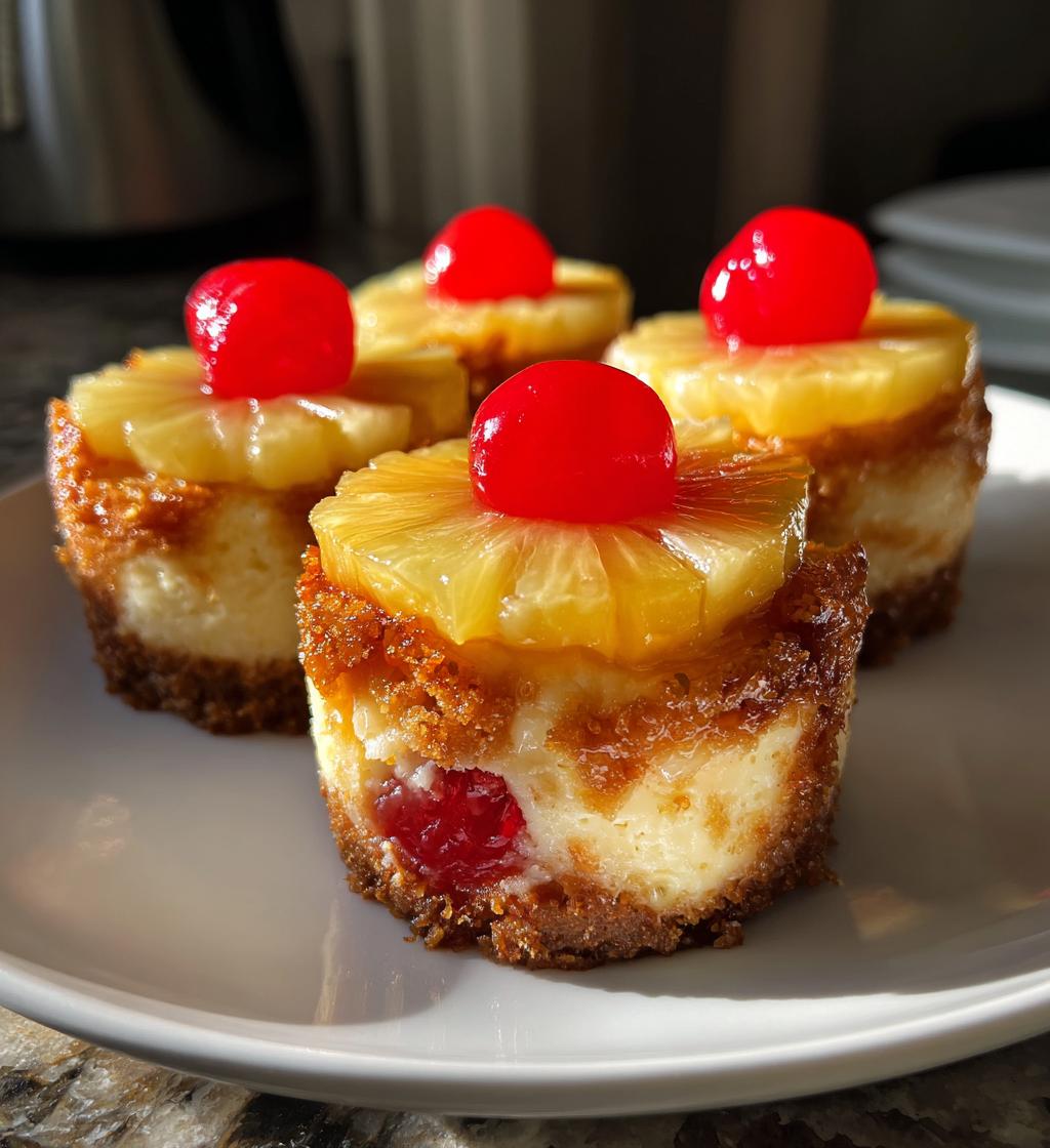 mini pineapple upside down cheesecakes