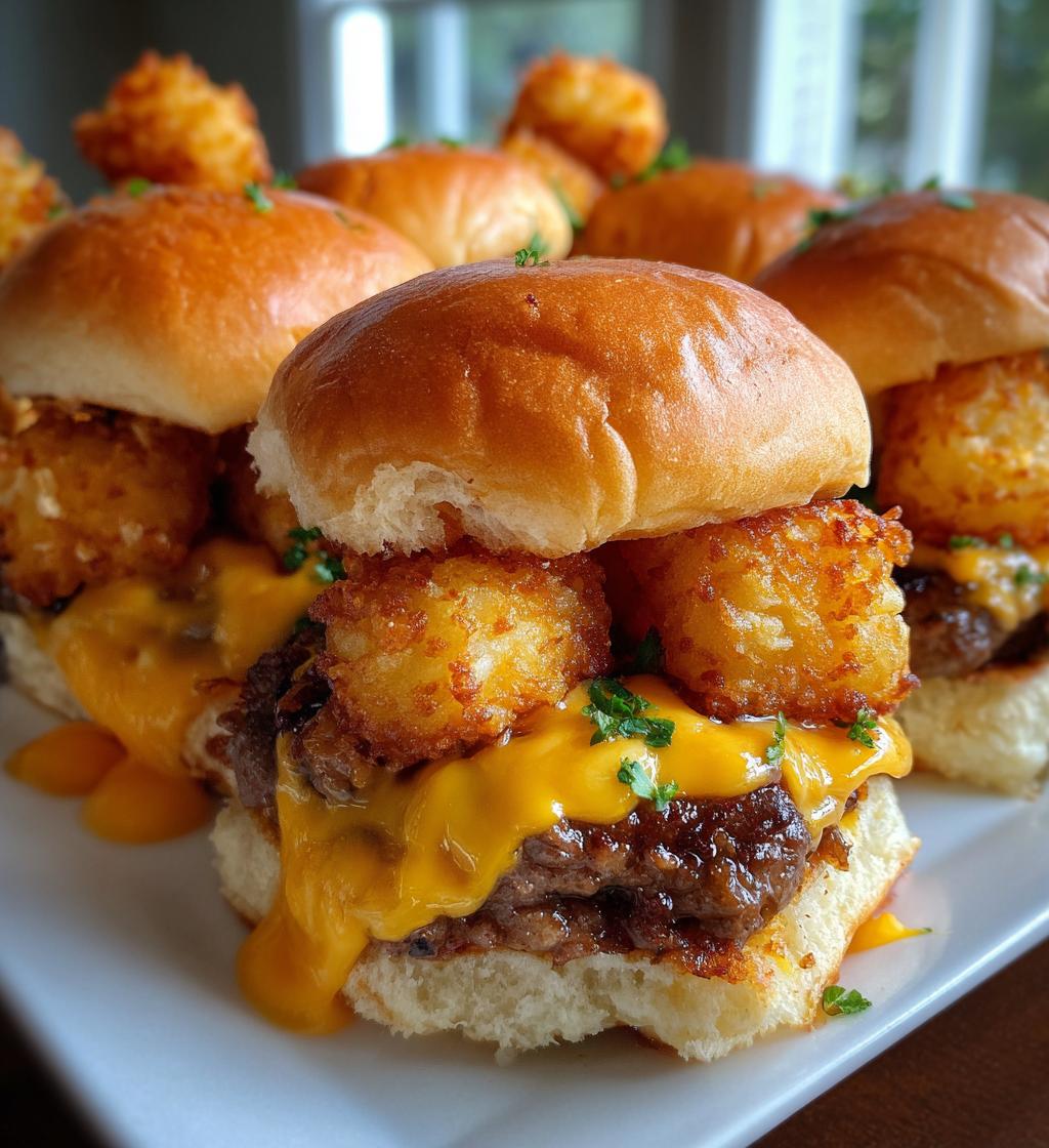 mini tater tot cheeseburgers - detail 1