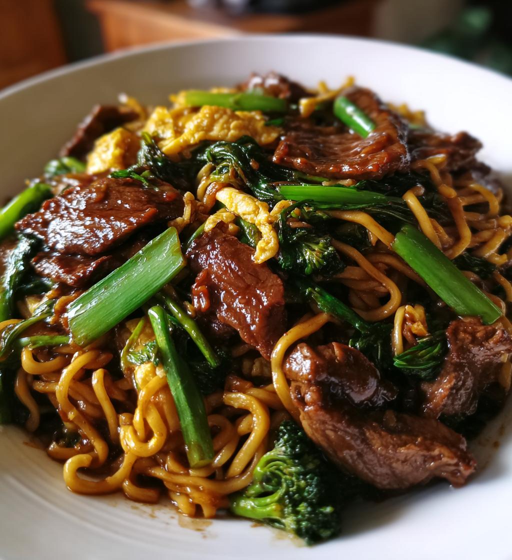 mongolian beef and noodles - detail 1