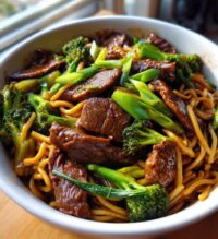mongolian beef and noodles