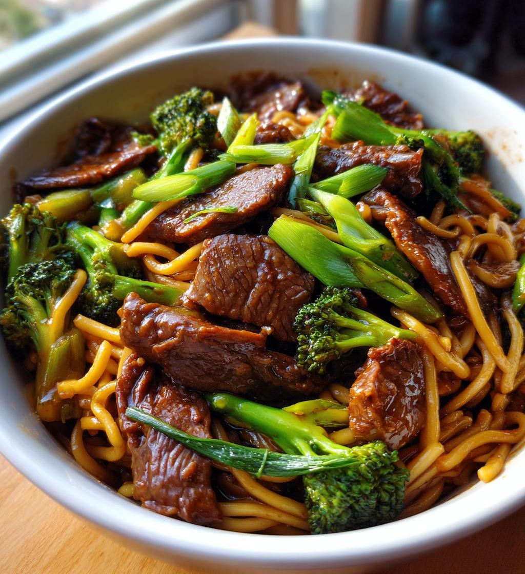 mongolian beef and noodles