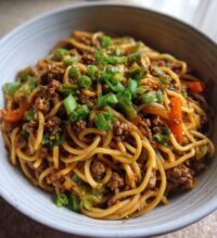 mongolian ground beef noodles