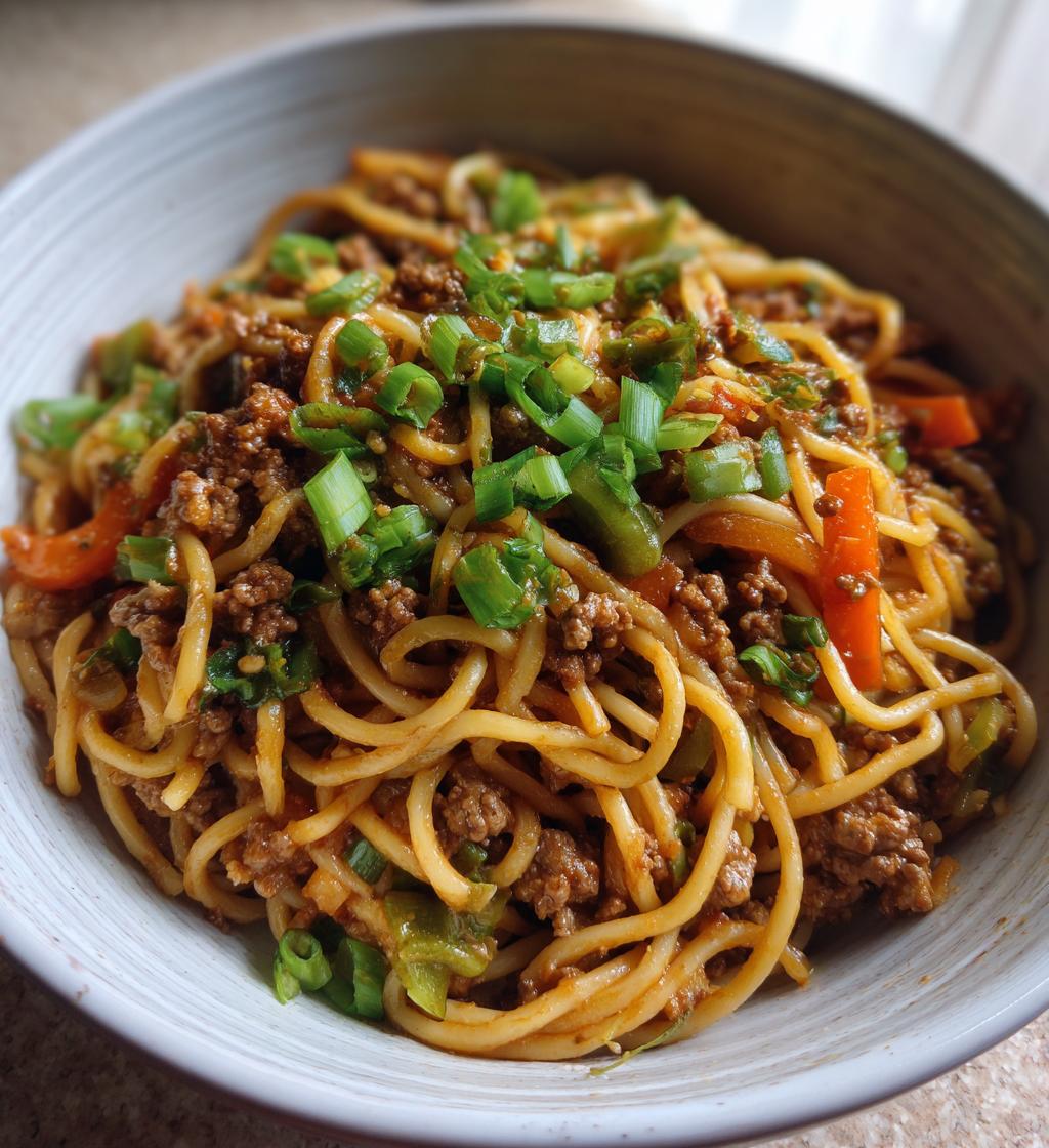mongolian ground beef noodles