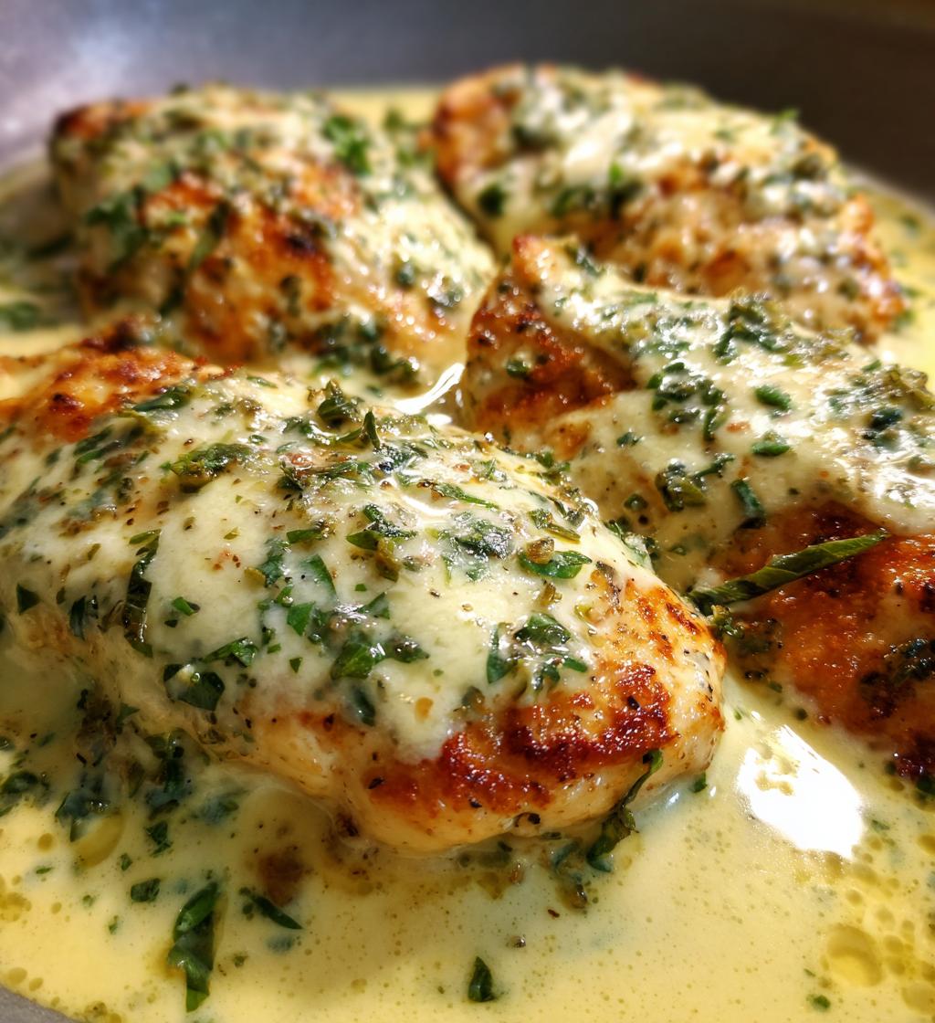 mozzarella chicken in basil cream sauce
