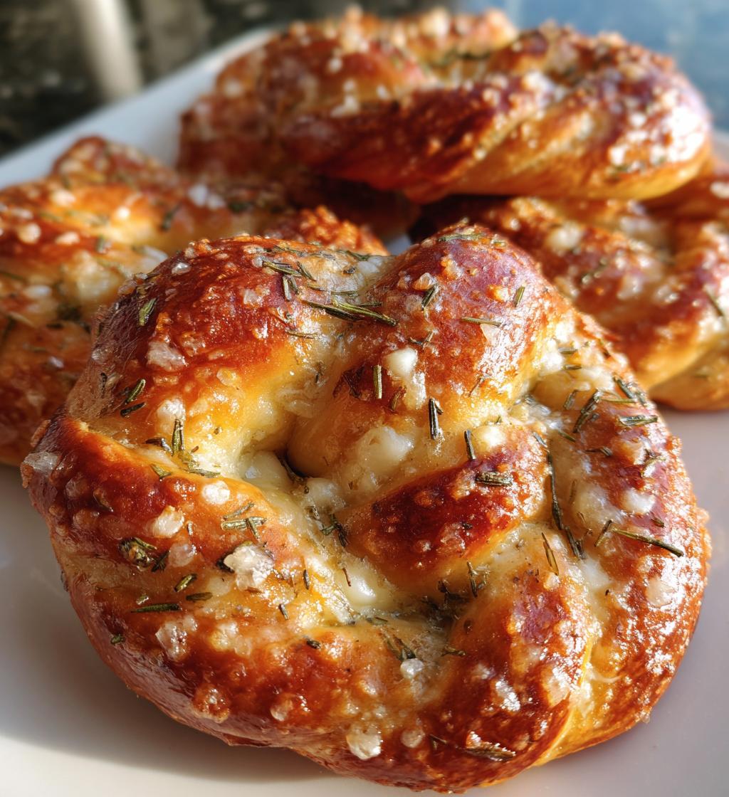 mozzarella stuffed rosemary parmesan soft pretzels - detail 1