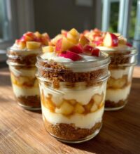 no bake apple cheesecake jars