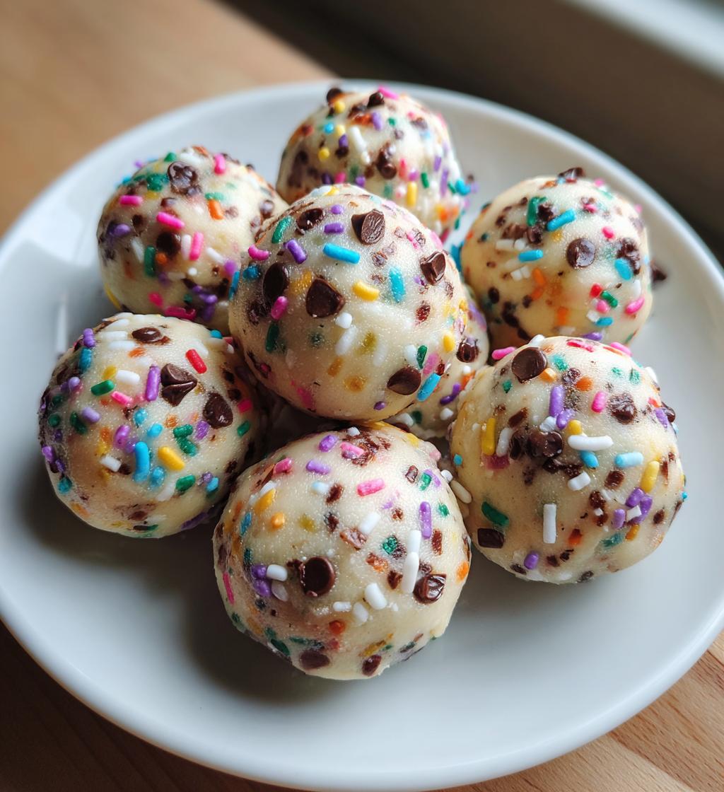 no bake funfetti cookie dough bites - detail 1