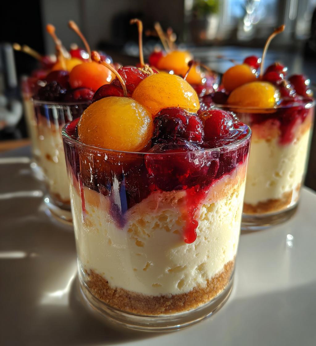 no bake white chocolate cheesecakes with mulled wine fruit - detail 1