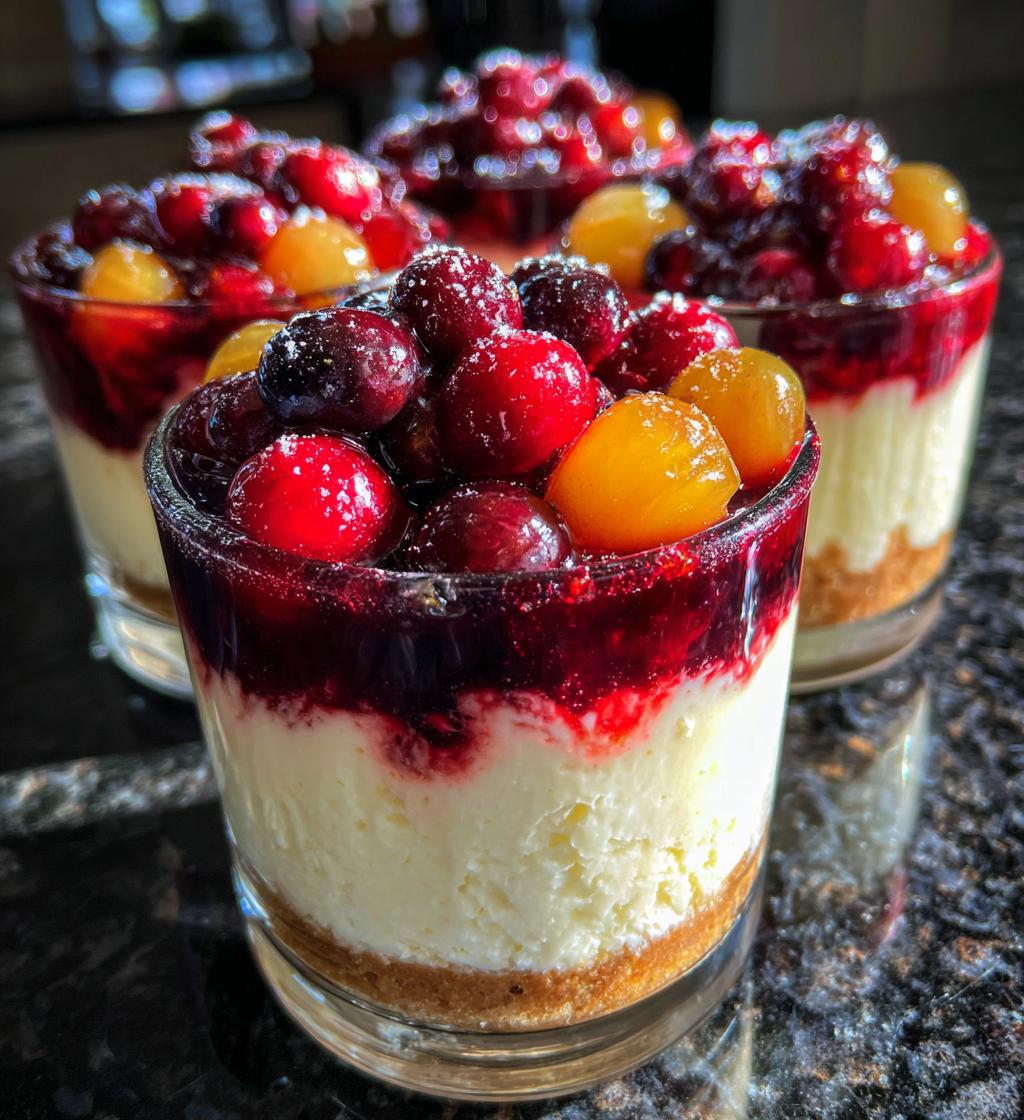 no bake white chocolate cheesecakes with mulled wine fruit