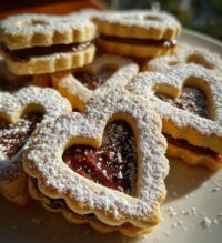 nutella linzer heart cookies