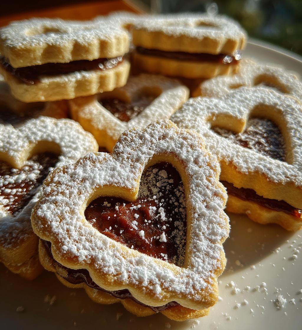 nutella linzer heart cookies