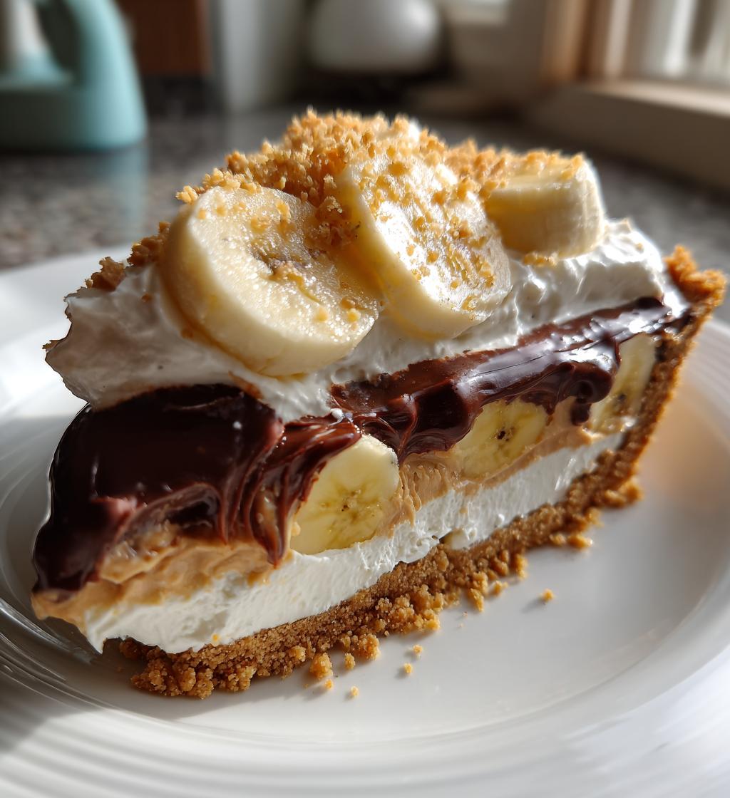 nutty banana gooey chocolate peanut butter pie - detail 1