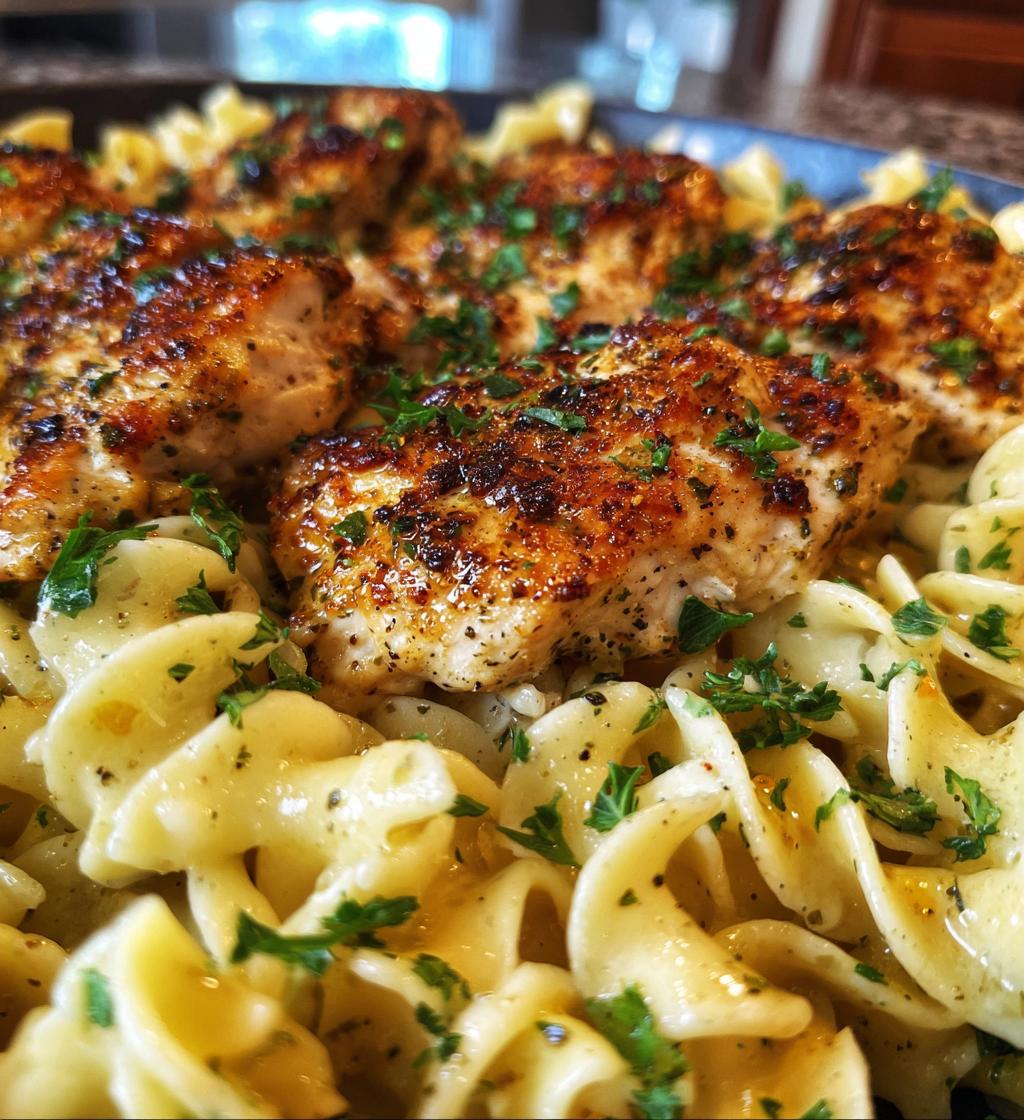 one pan chicken with buttered noodles