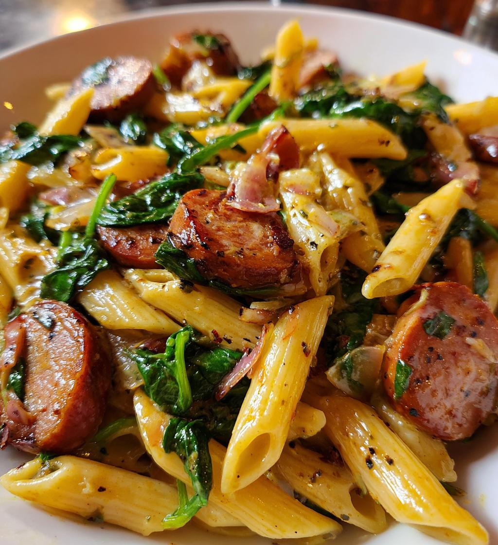 one pot creamy kielbasa pasta - detail 1