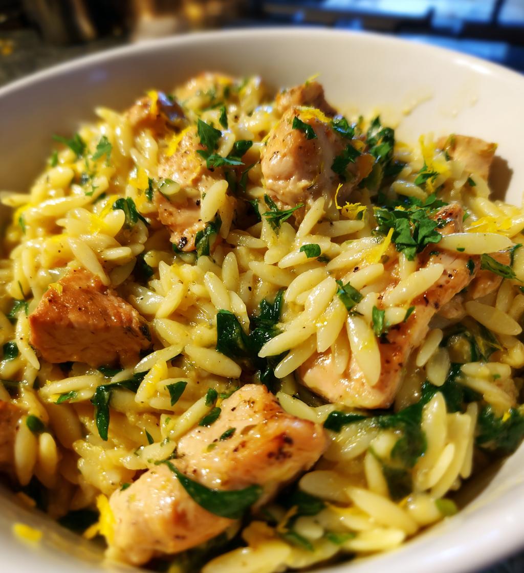 one pot lemon chicken orzo - detail 1