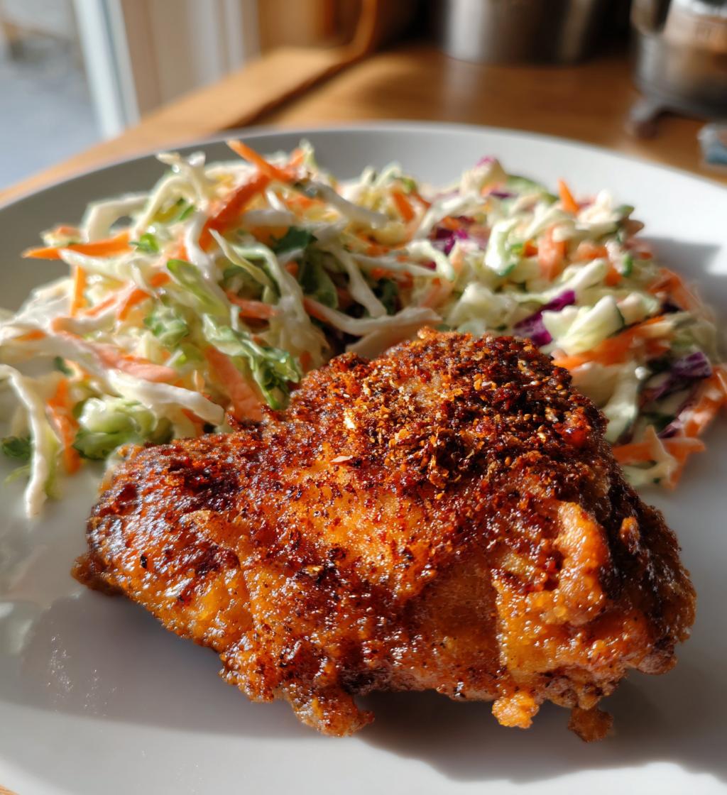oven fried chicken with homemade coleslaw - detail 1