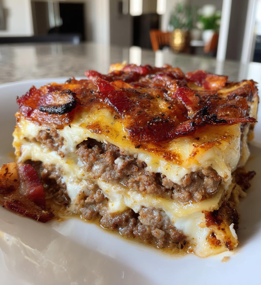 parmesan garlic bacon cheeseburger lasagna
