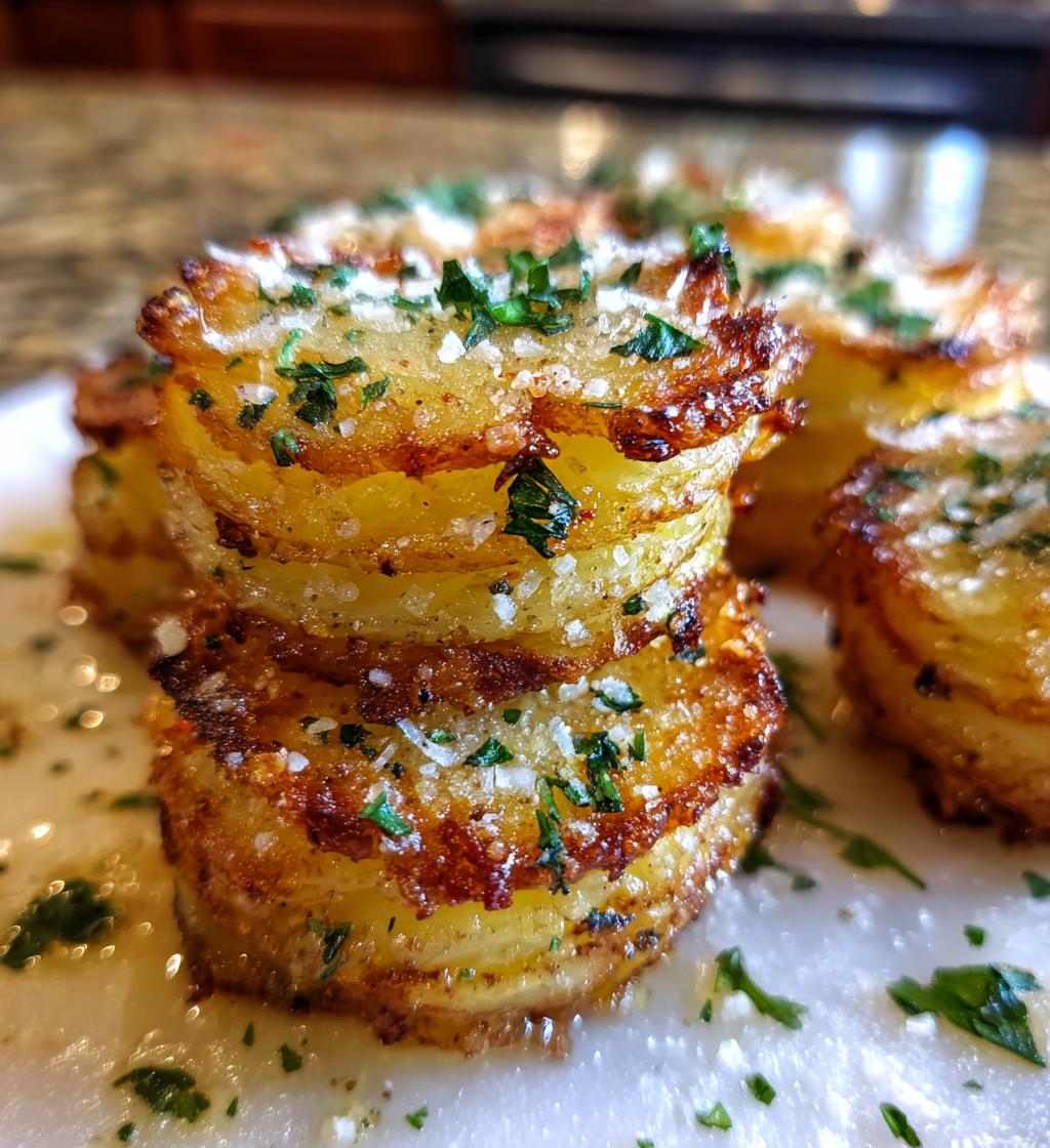 parmesan potato stacks in muffin tin