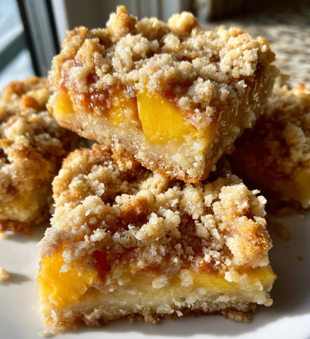 peach pie crumble bars - detail 1