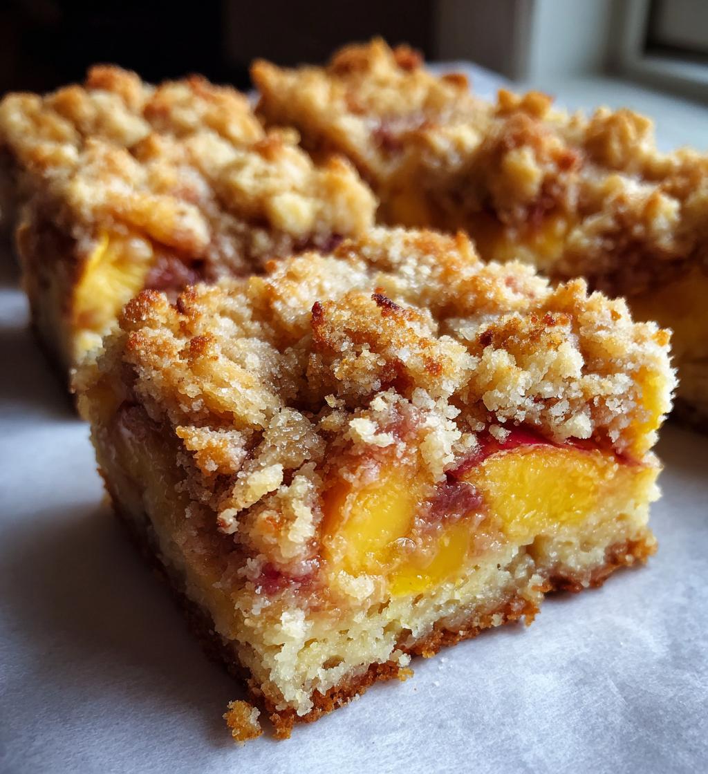 peach pie crumble bars