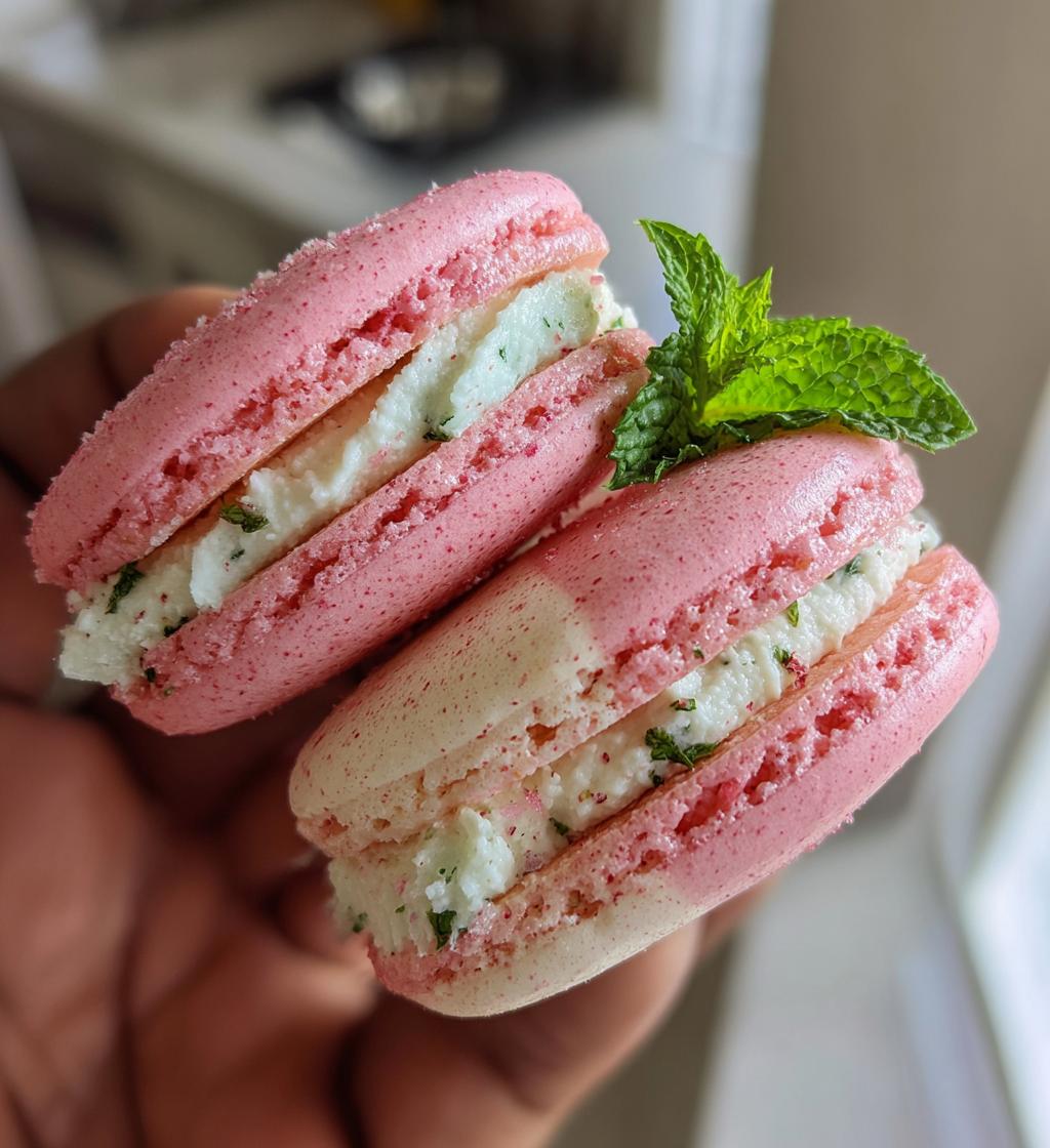peppermint macarons