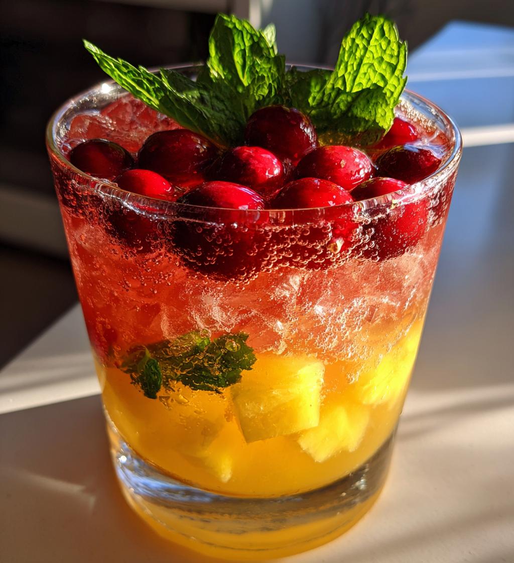 pineapple cranberry christmas drink - detail 1