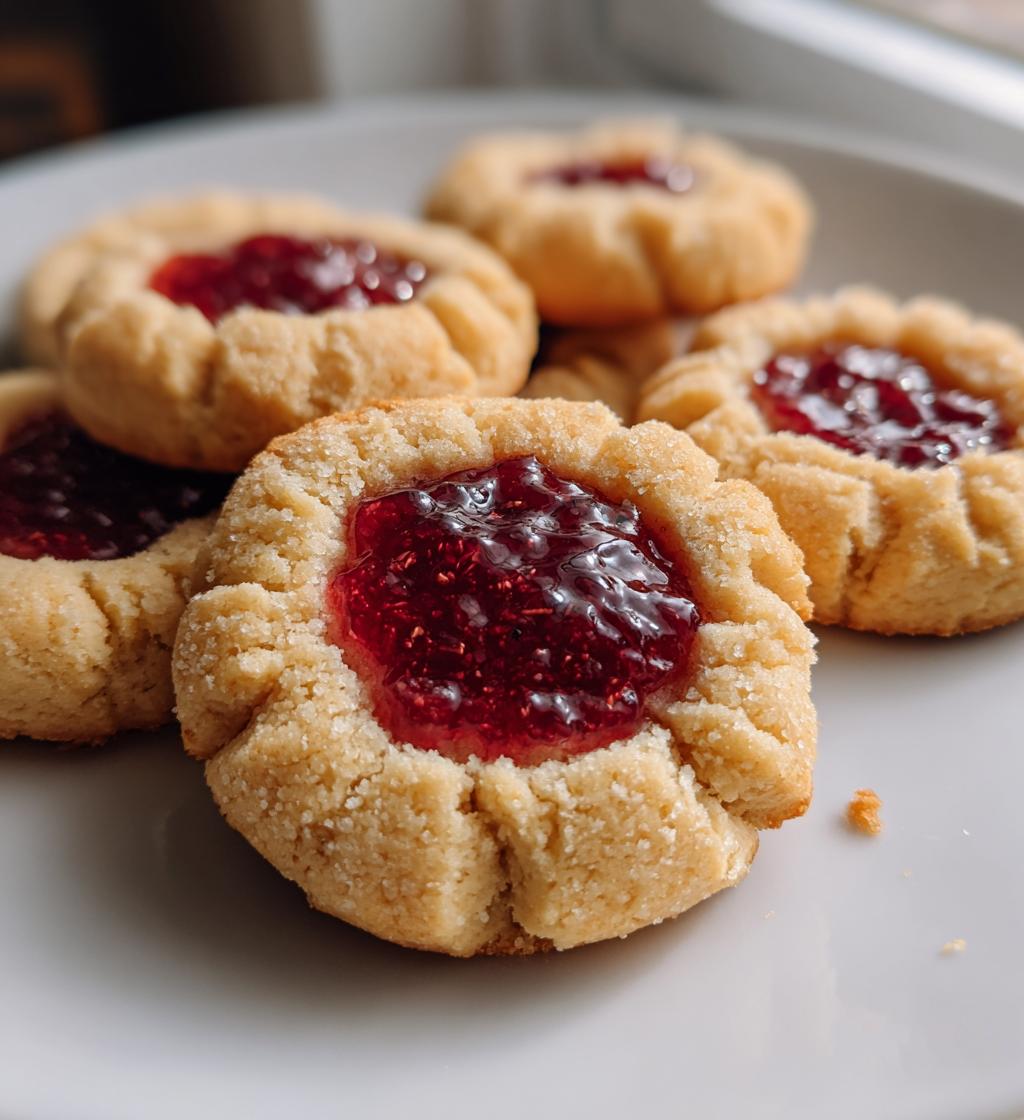 raspberry almond shortbread thumbprint cookies - detail 1