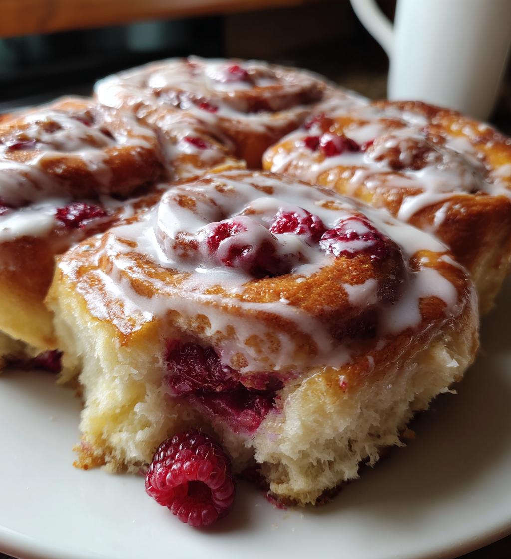 raspberry cinnamon rolls with lemon glaze - detail 1