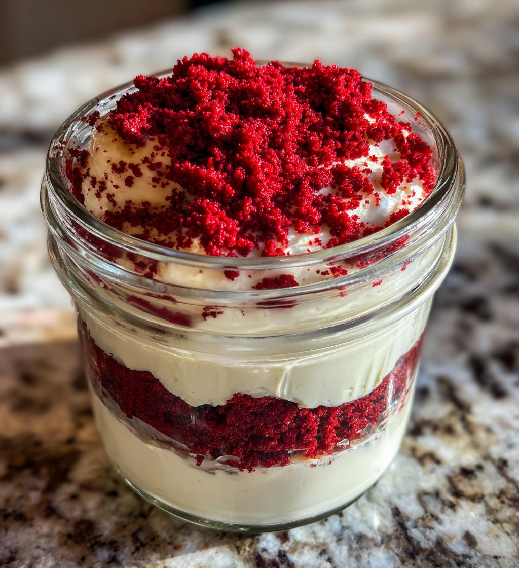 red velvet cake in a jar - detail 1