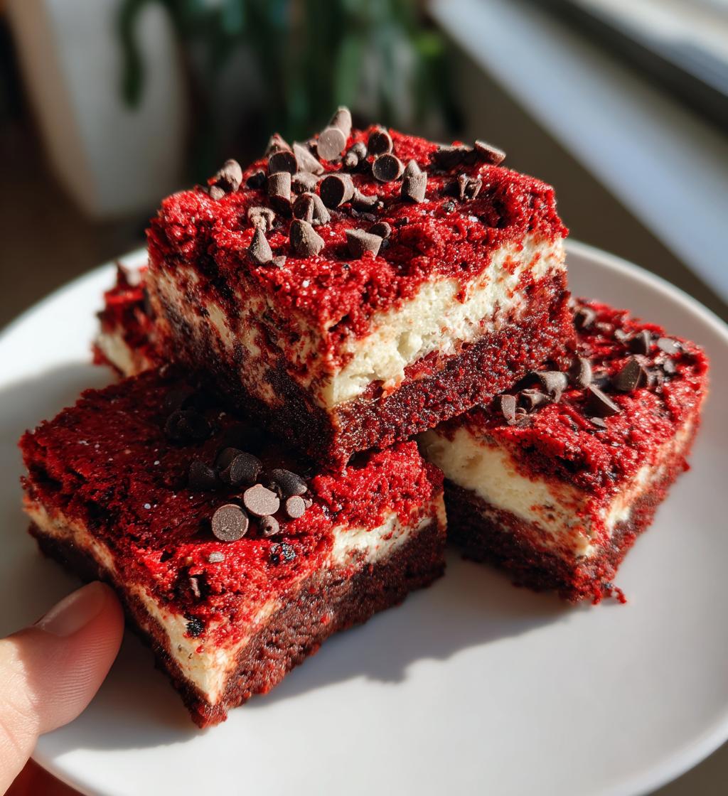 red velvet cheesecake brownie bars - detail 1