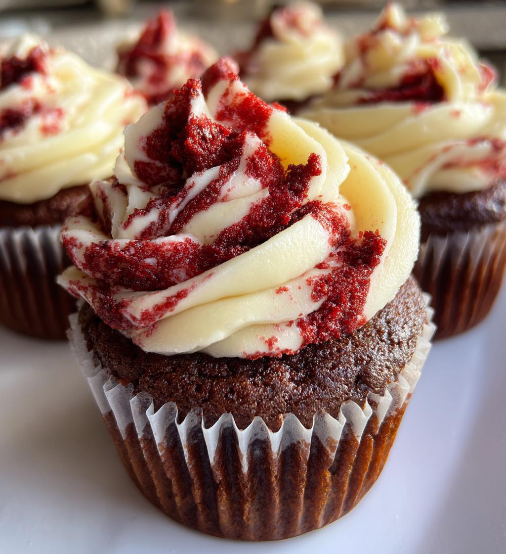 red velvet marble cupcakes