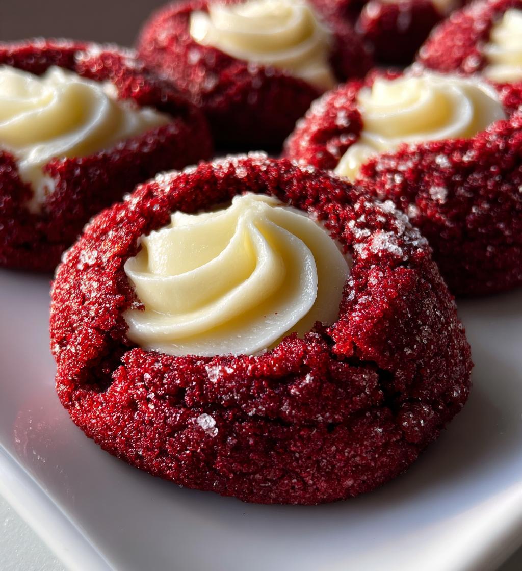 red velvet thumbprint cookies with cream cheese - detail 1
