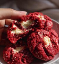 red velvet thumbprint cookies with cream cheese