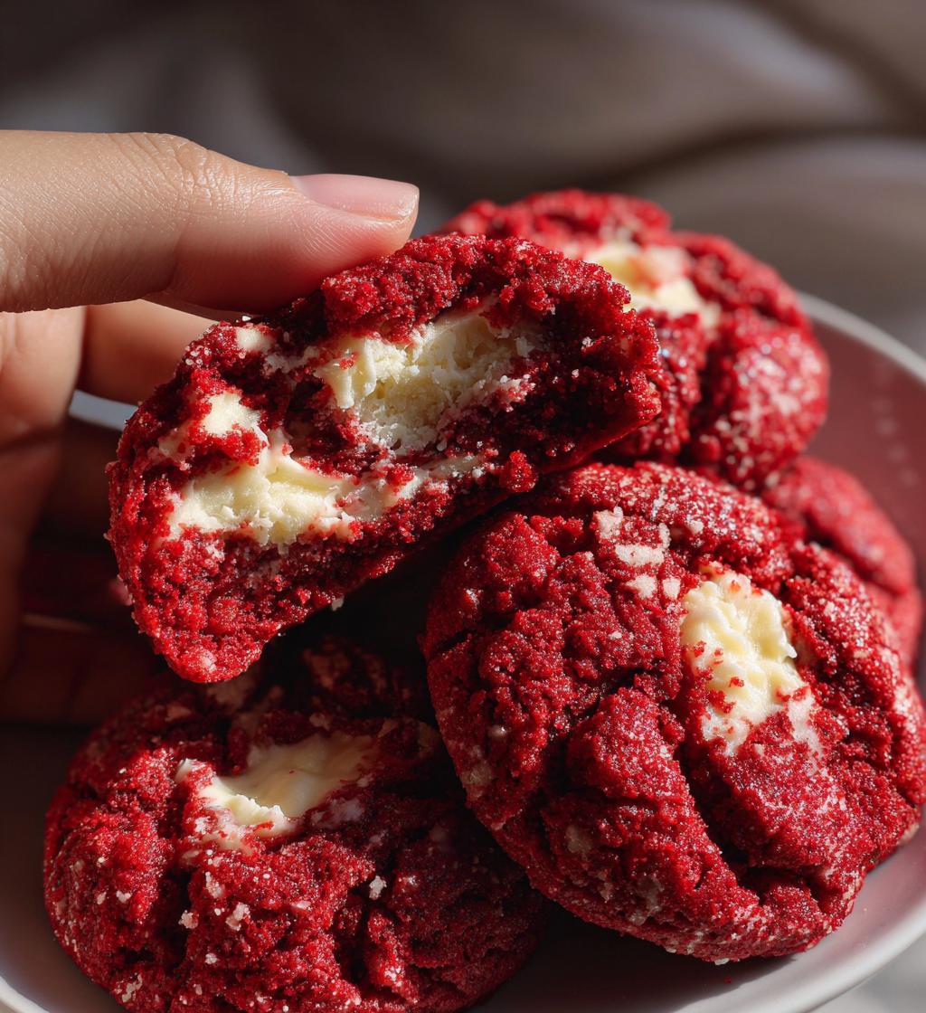 red velvet thumbprint cookies with cream cheese